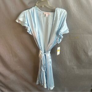 Oscar de la Renta Sky Blue Satin Robe